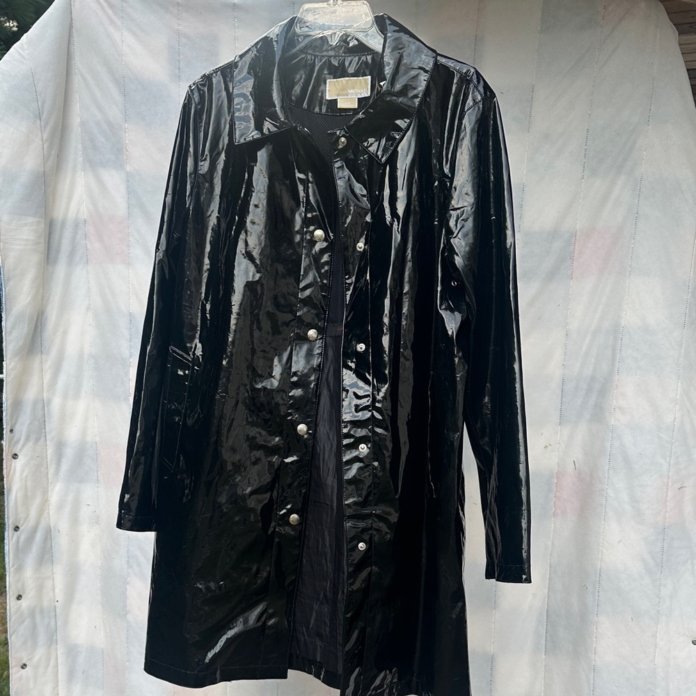 Michael Kors Shiny Black Trench Coat